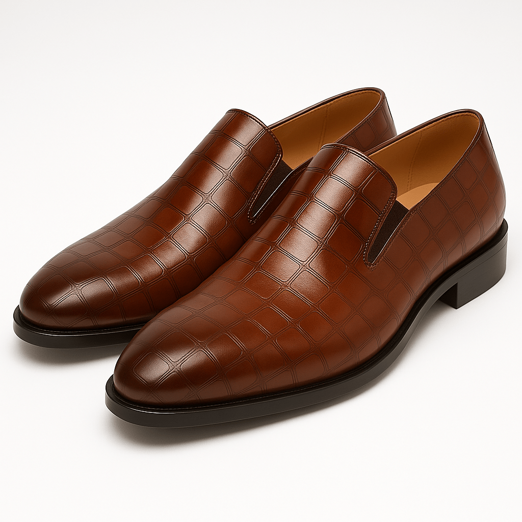 Luminovi | Croc-Embossed Leather Loafers