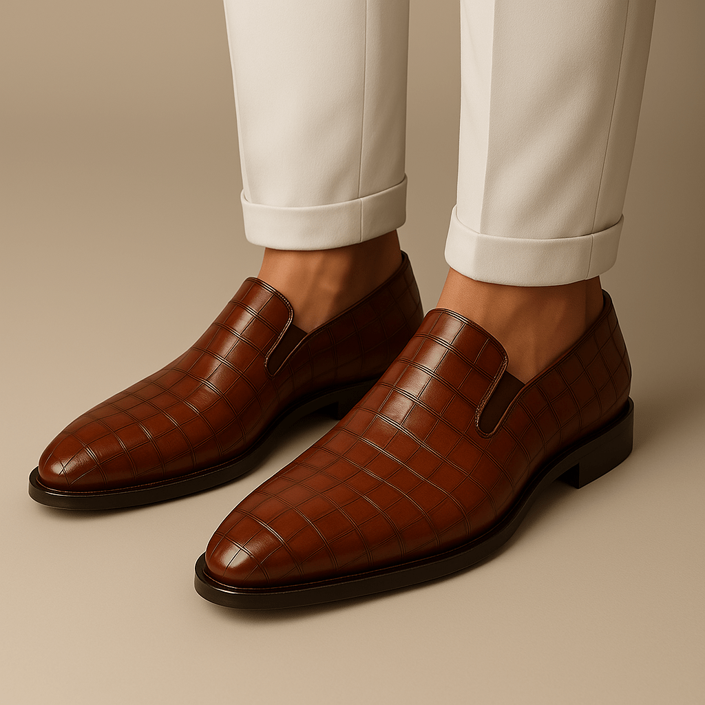 Luminovi | Croc-Embossed Leather Loafers