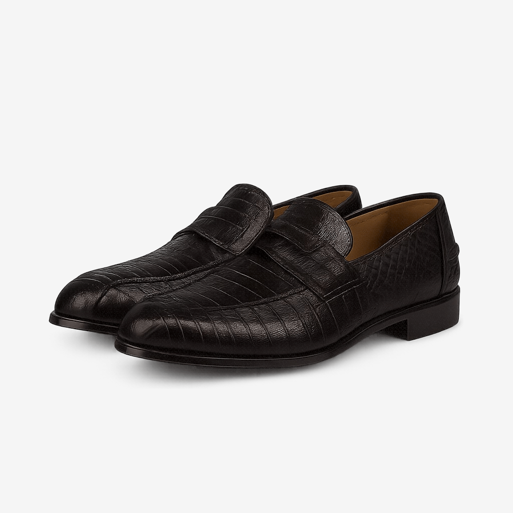 Luminovi | Crocodile Penny Loafers