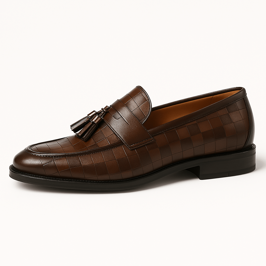 Luminovi | Embossed Tassel Loafers