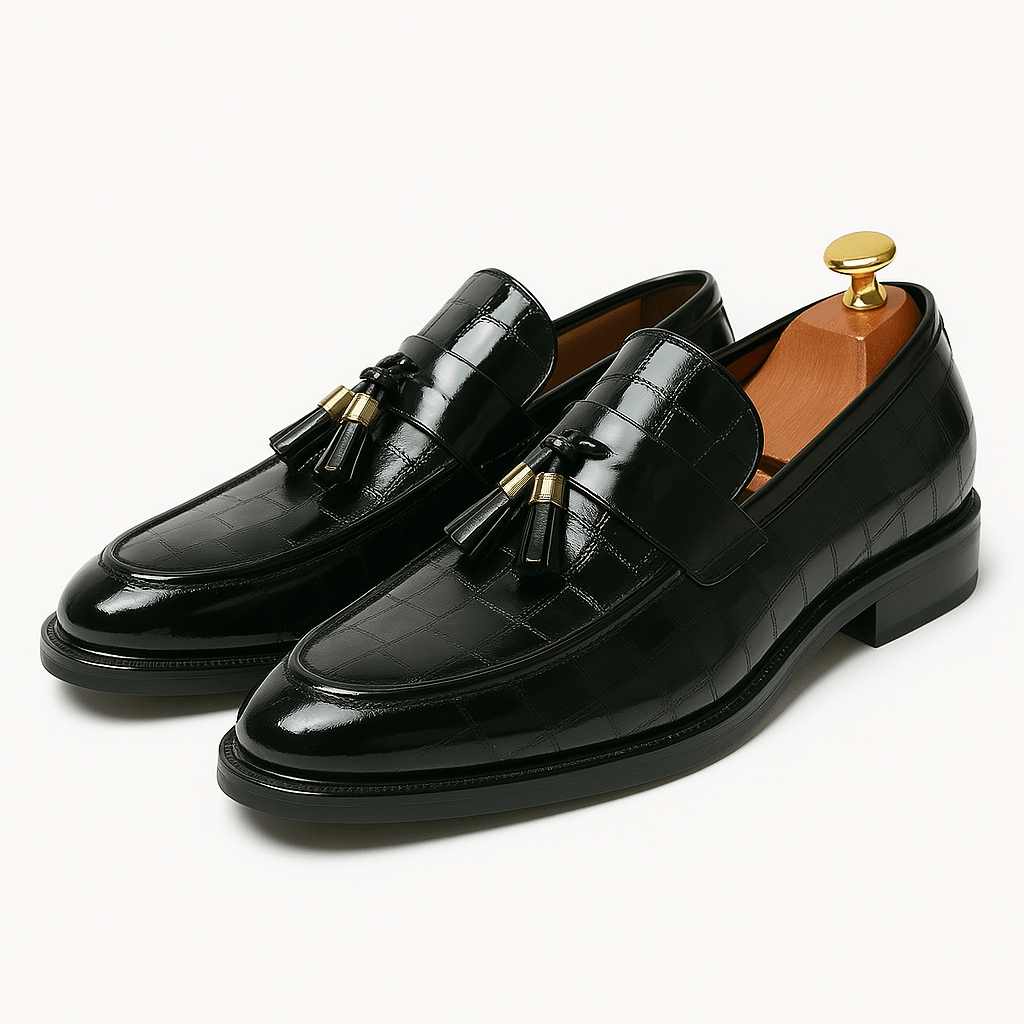 Luminovi | Embossed Tassel Loafers