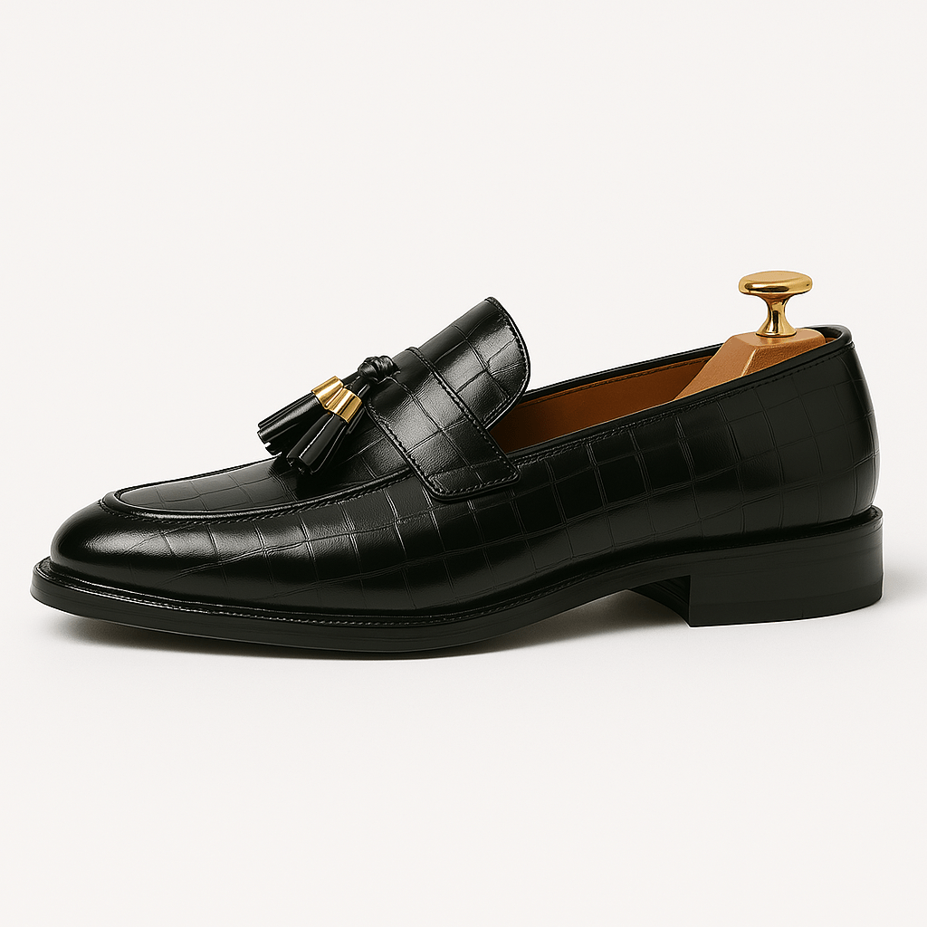 Luminovi | Embossed Tassel Loafers