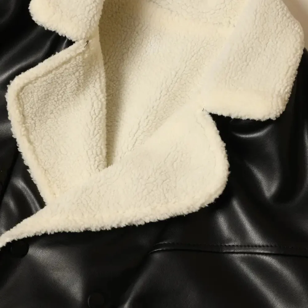 Luminovi | Faux Shearling Bomber Jacket-Jacket