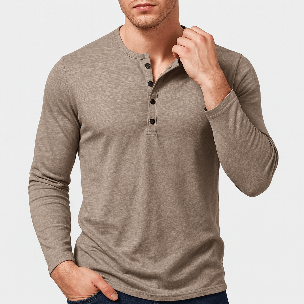 Luminovi | Henley Long Sleeve Shirt-Shirt