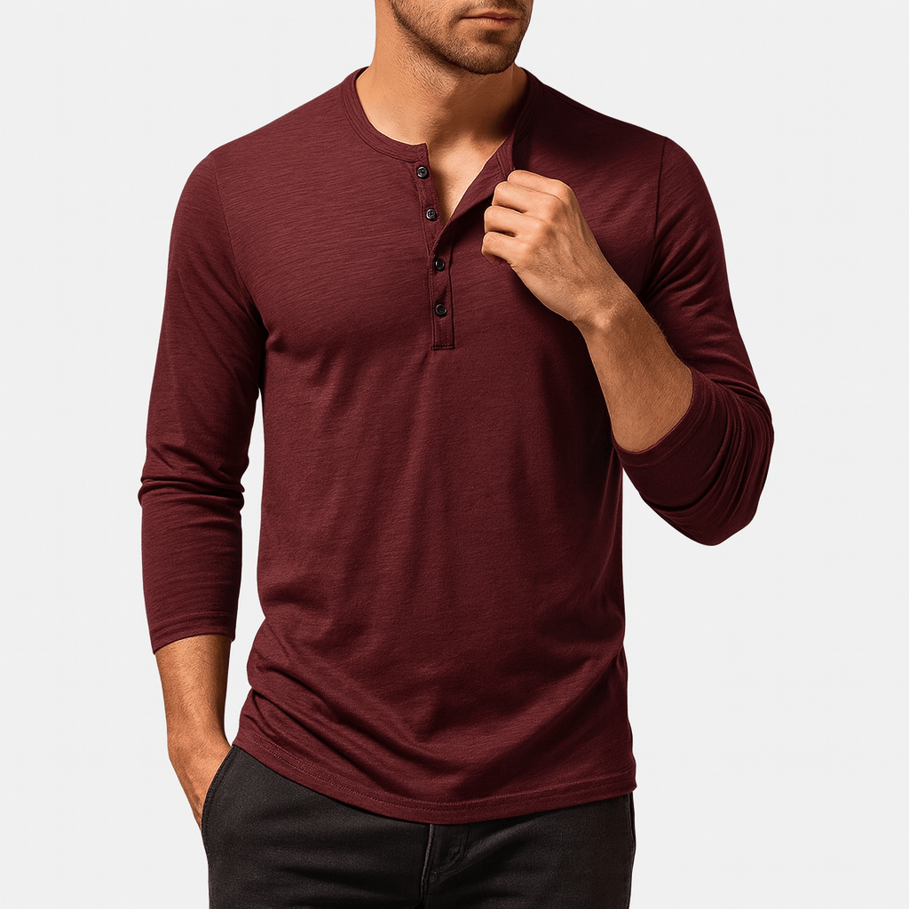 Luminovi | Henley Long Sleeve Shirt-Shirt