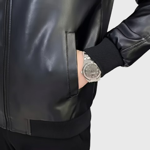 Luminovi | Leather Bomber Jacket-Jacket