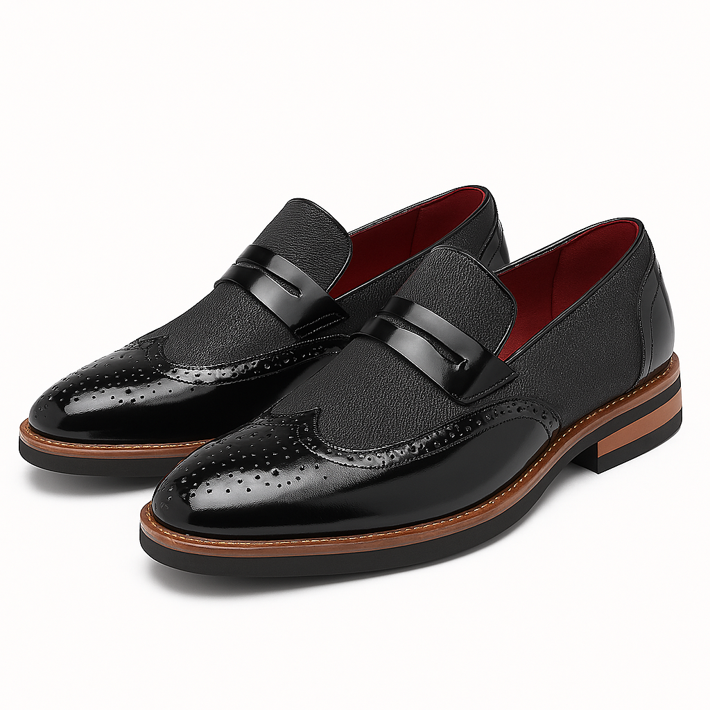 Luminovi | Leather Canvas Slip-On Loafers