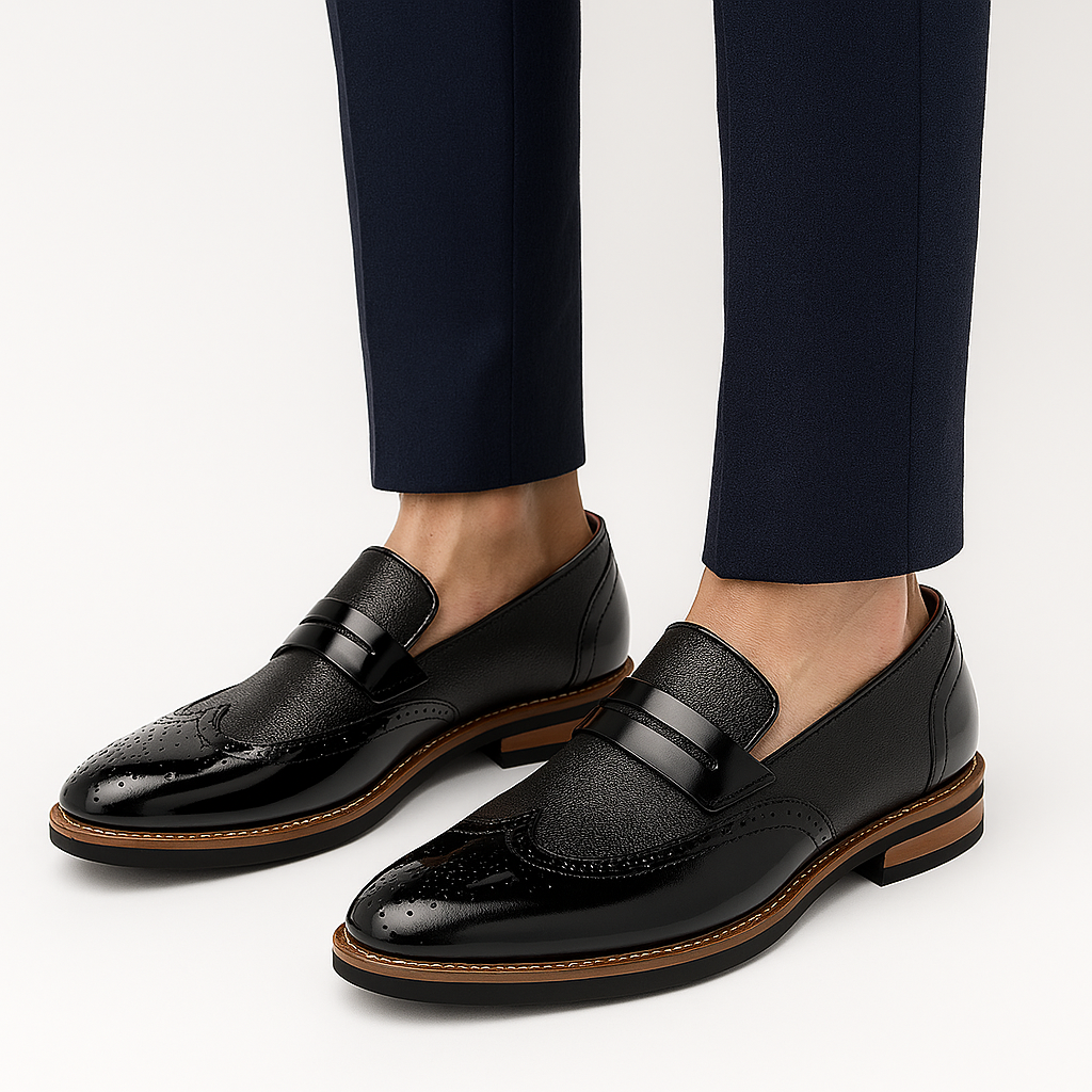 Luminovi | Leather Canvas Slip-On Loafers