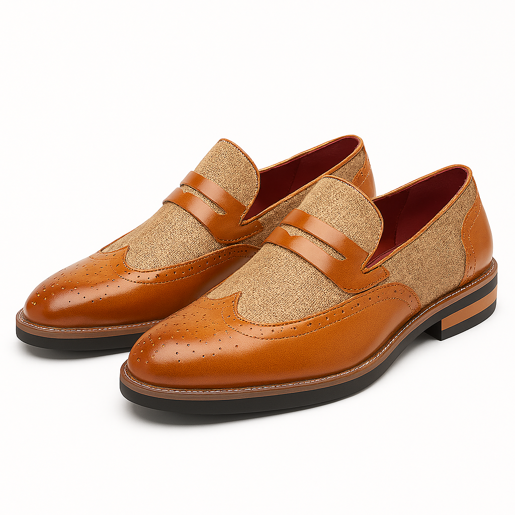 Luminovi | Leather Canvas Slip-On Loafers