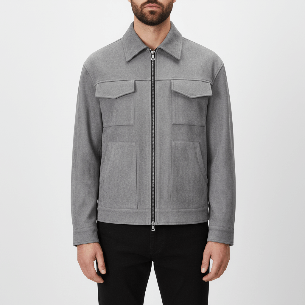 Luminovi | Loose-Fit Suede Jacket-Jacket