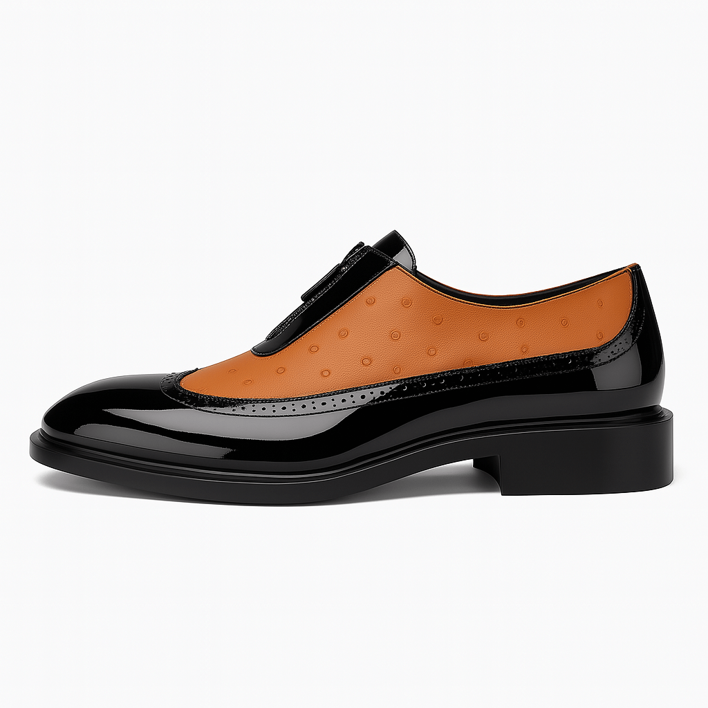 Luminovi | Ostrich Leather Slip-On Shoes