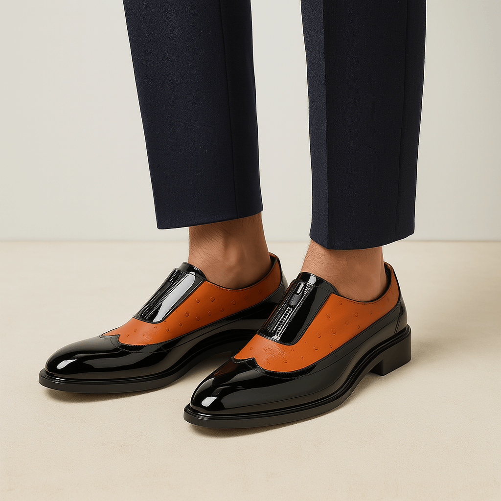 Luminovi | Ostrich Leather Slip-On Shoes