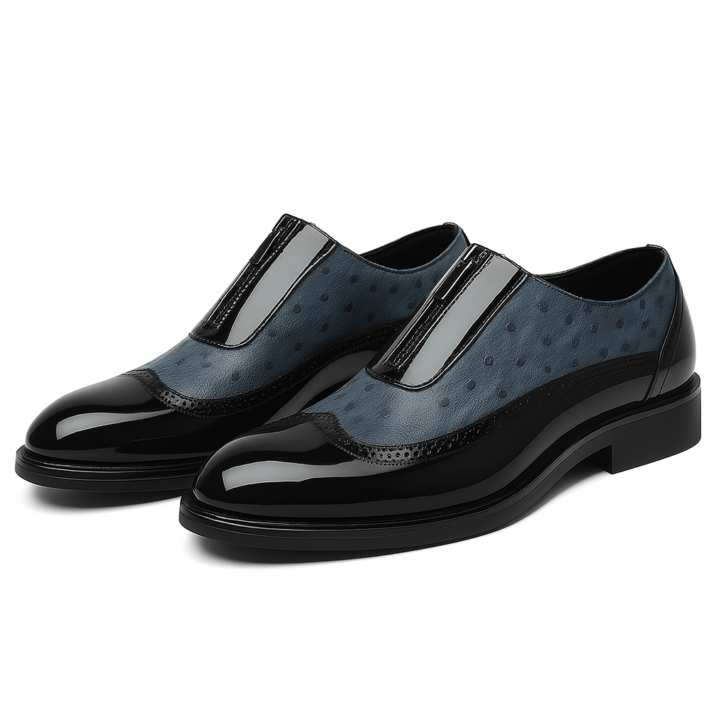 Luminovi | Ostrich Leather Slip-On Shoes