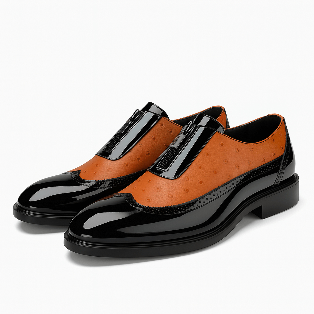 Luminovi | Ostrich Leather Slip-On Shoes