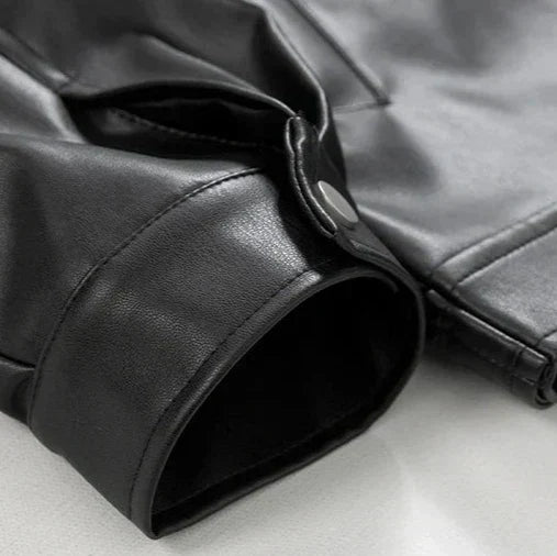 Luminovi | Oversized Leather Bomber Jacket-Jacket