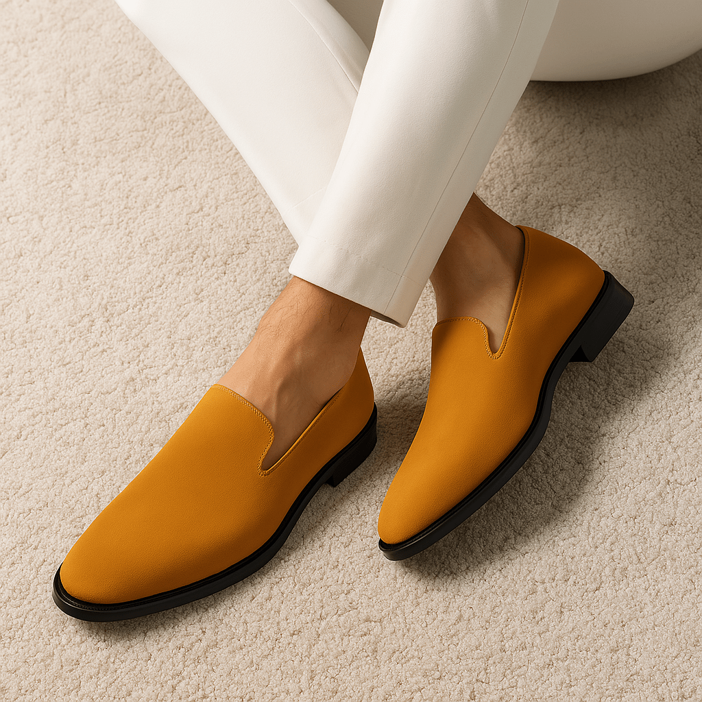Luminovi | Pointed Leather Red Sole Loafers