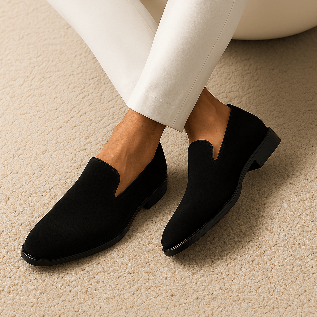Luminovi | Pointed Leather Red Sole Loafers