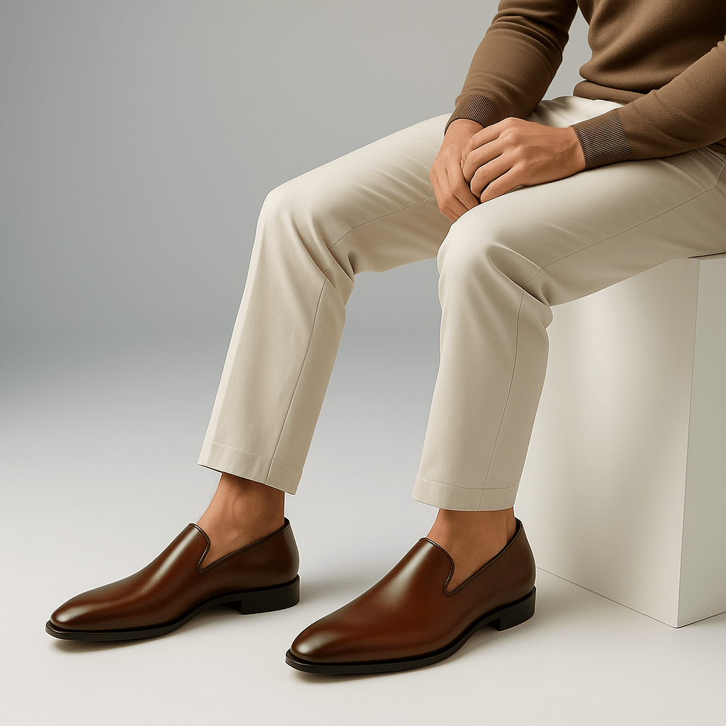 Luminovi | Polished Leather Red Sole Loafers