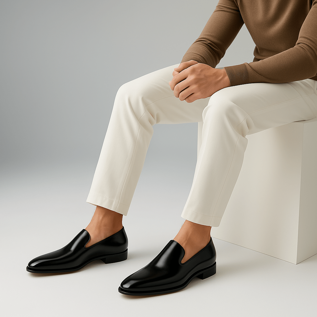 Luminovi | Polished Leather Red Sole Loafers
