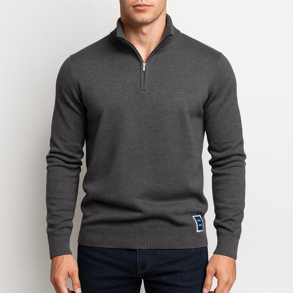 Luminovi | Quarter-Zip Fitted Sweater-Sweater