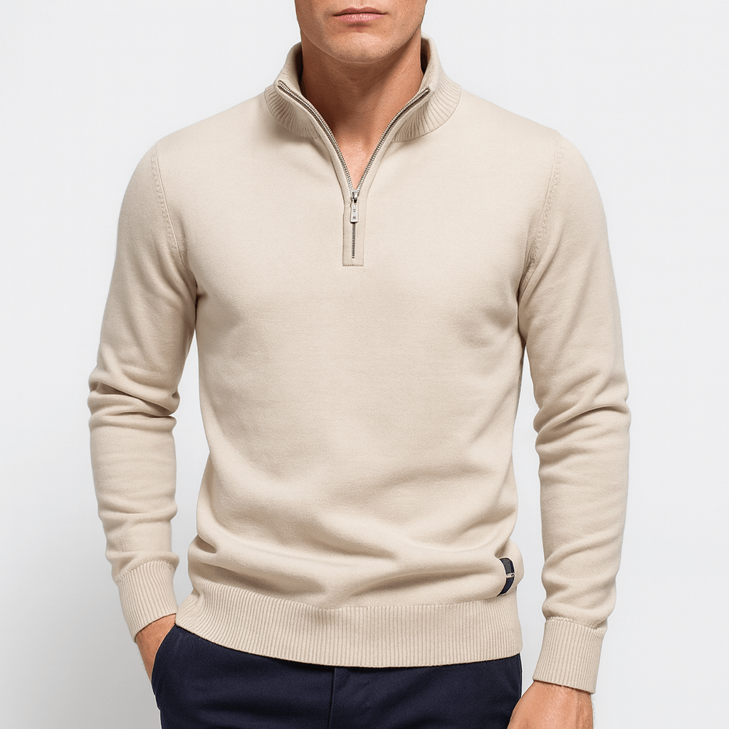 Luminovi | Quarter-Zip Fitted Sweater-Sweater