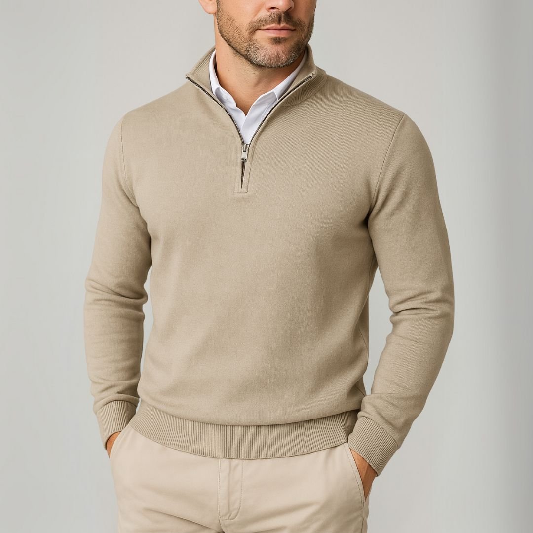 Luminovi | Quarter-Zip Stand Collar Sweater