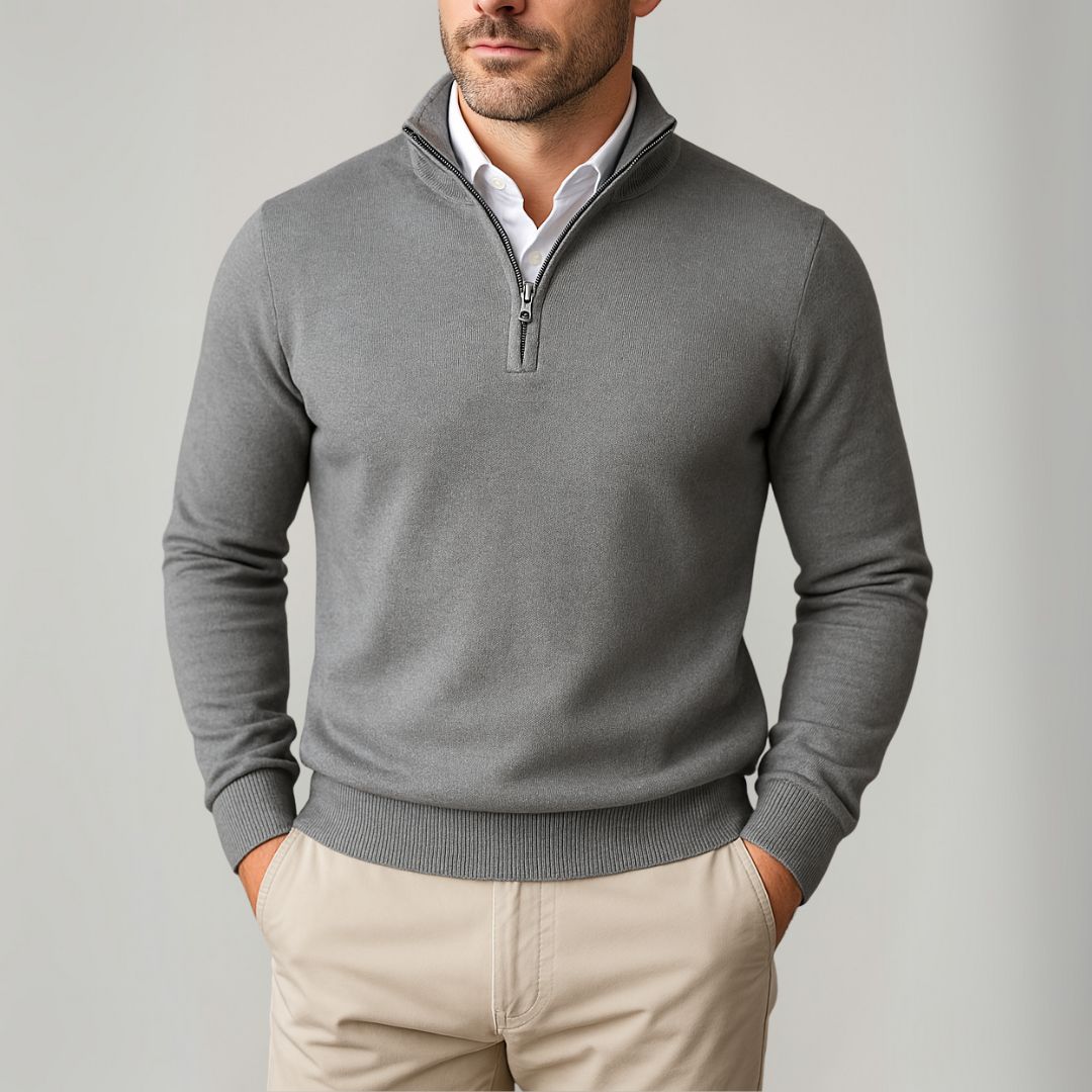 Luminovi | Quarter-Zip Stand Collar Sweater