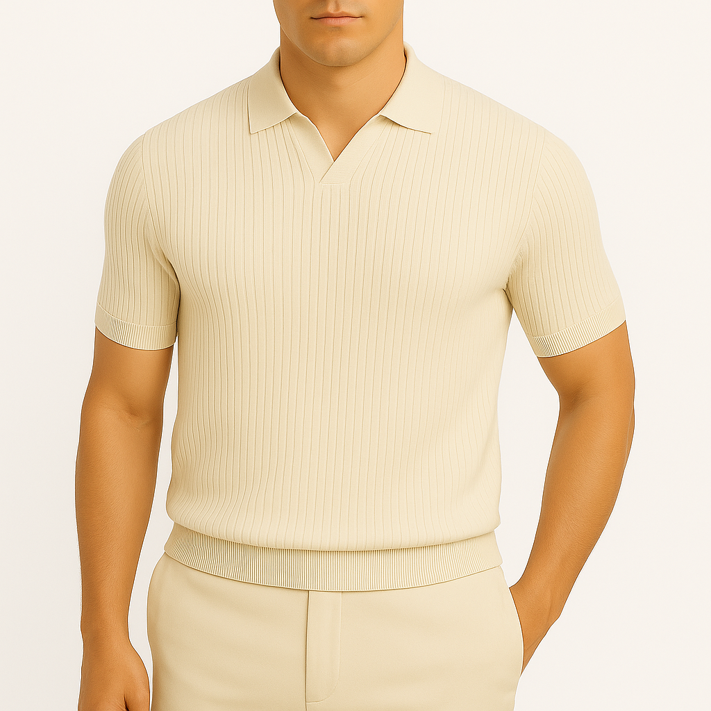 Luminovi | Ribbed Cotton Polo Shirt