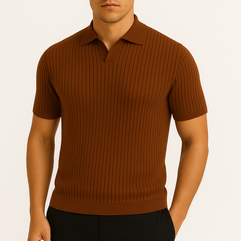Luminovi | Ribbed Cotton Polo Shirt