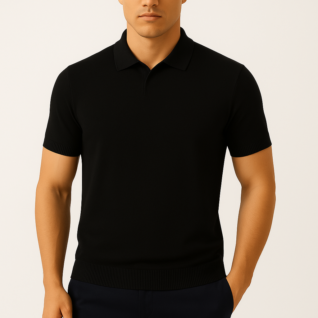 Luminovi | Ribbed Cotton Polo Shirt