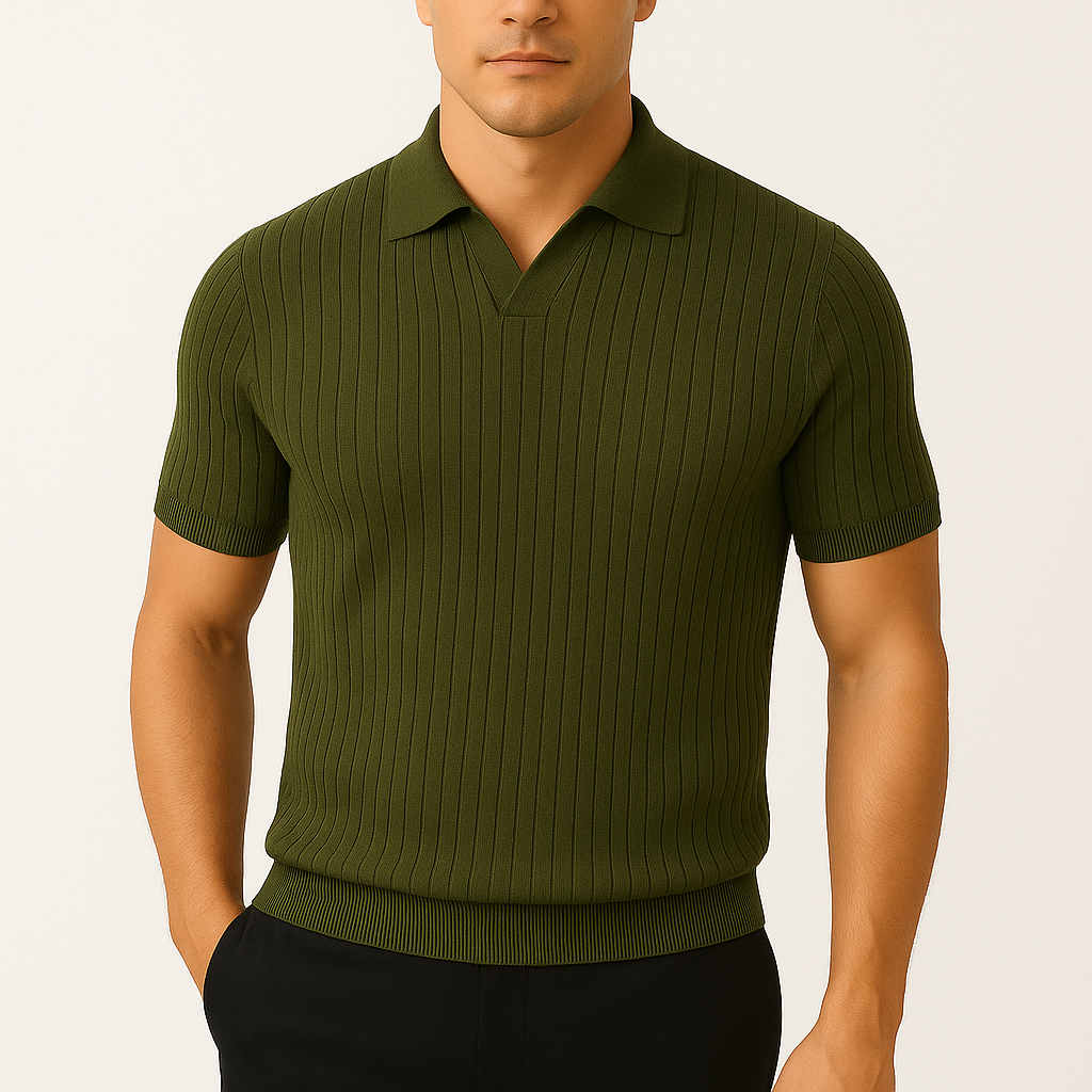 Luminovi | Ribbed Cotton Polo Shirt