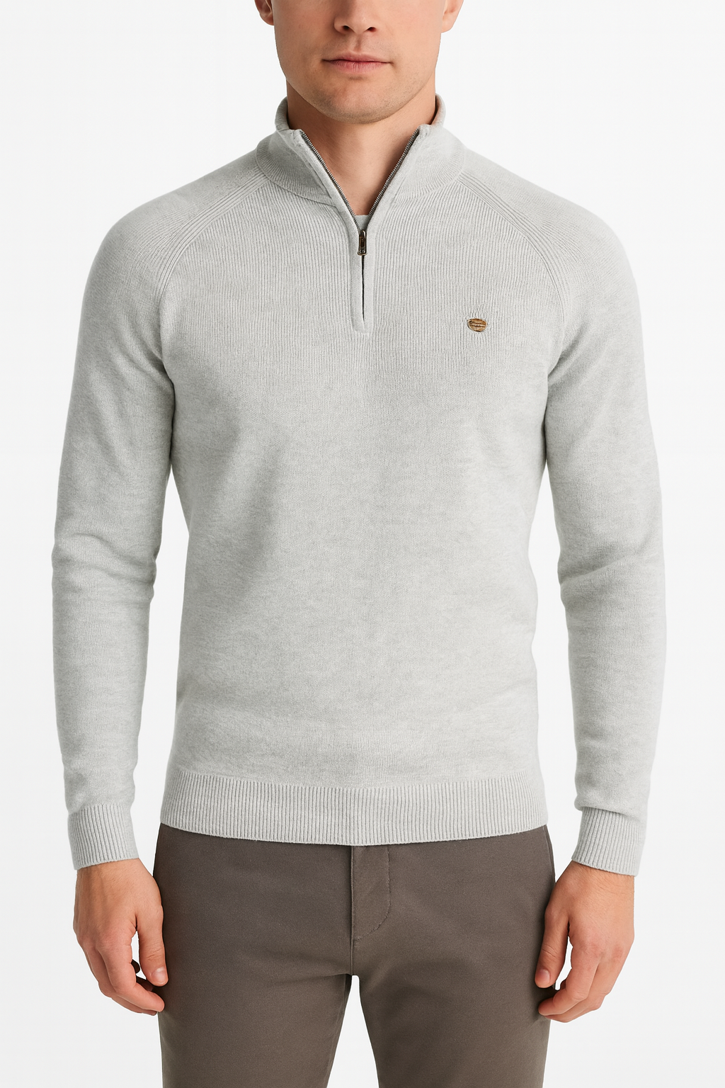 Luminovi | Ribbed Knit Quarter-Zip Sweater-Sweater