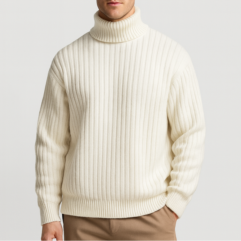 Spraykis | Ribbed Knitted Turtleneck Warm Men Sweater-Sweaters & Hoodies