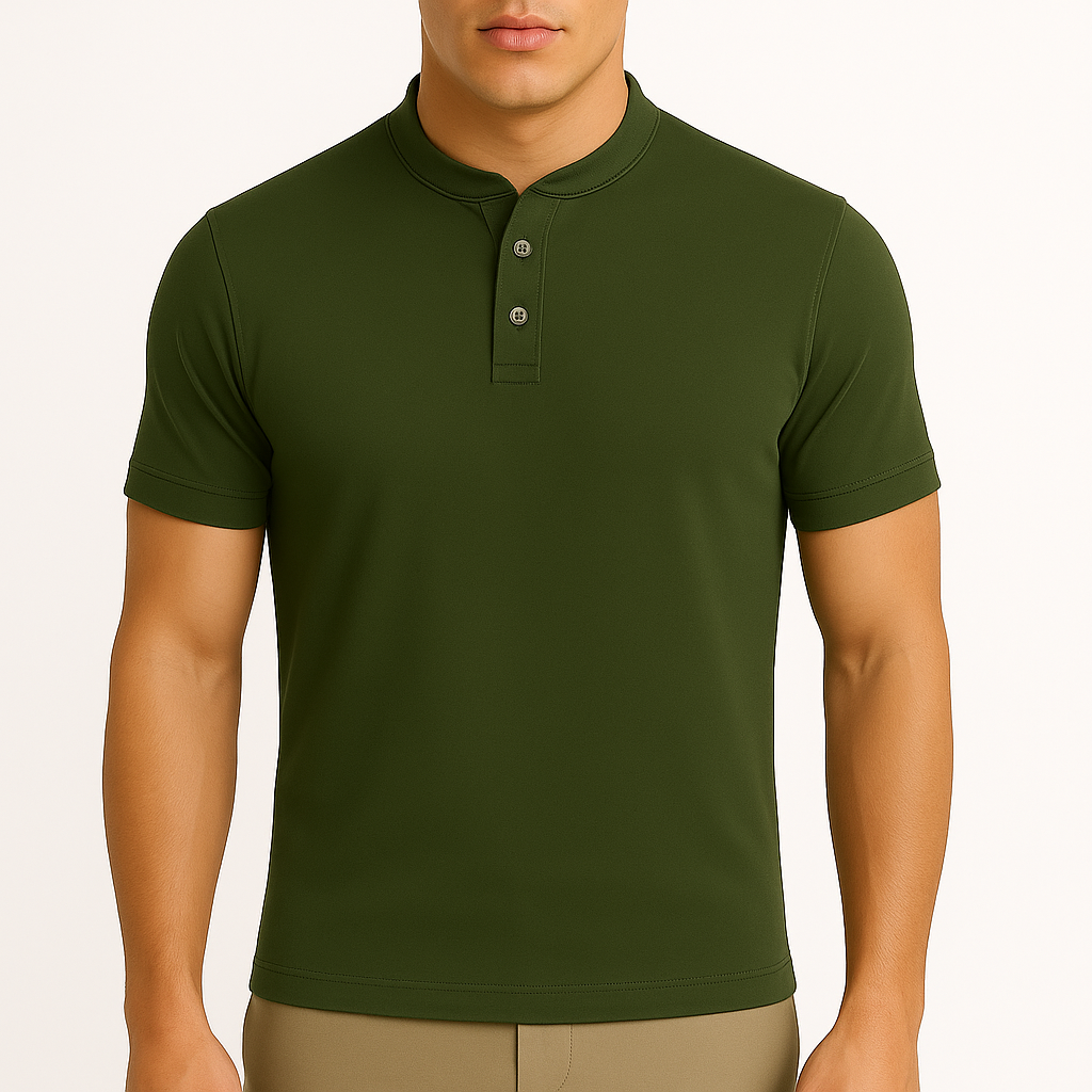 Luminovi | Short Sleeve Henley Polo Shirt
