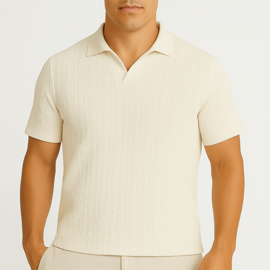 Luminovi | Solid Jacquard Polo Shirt