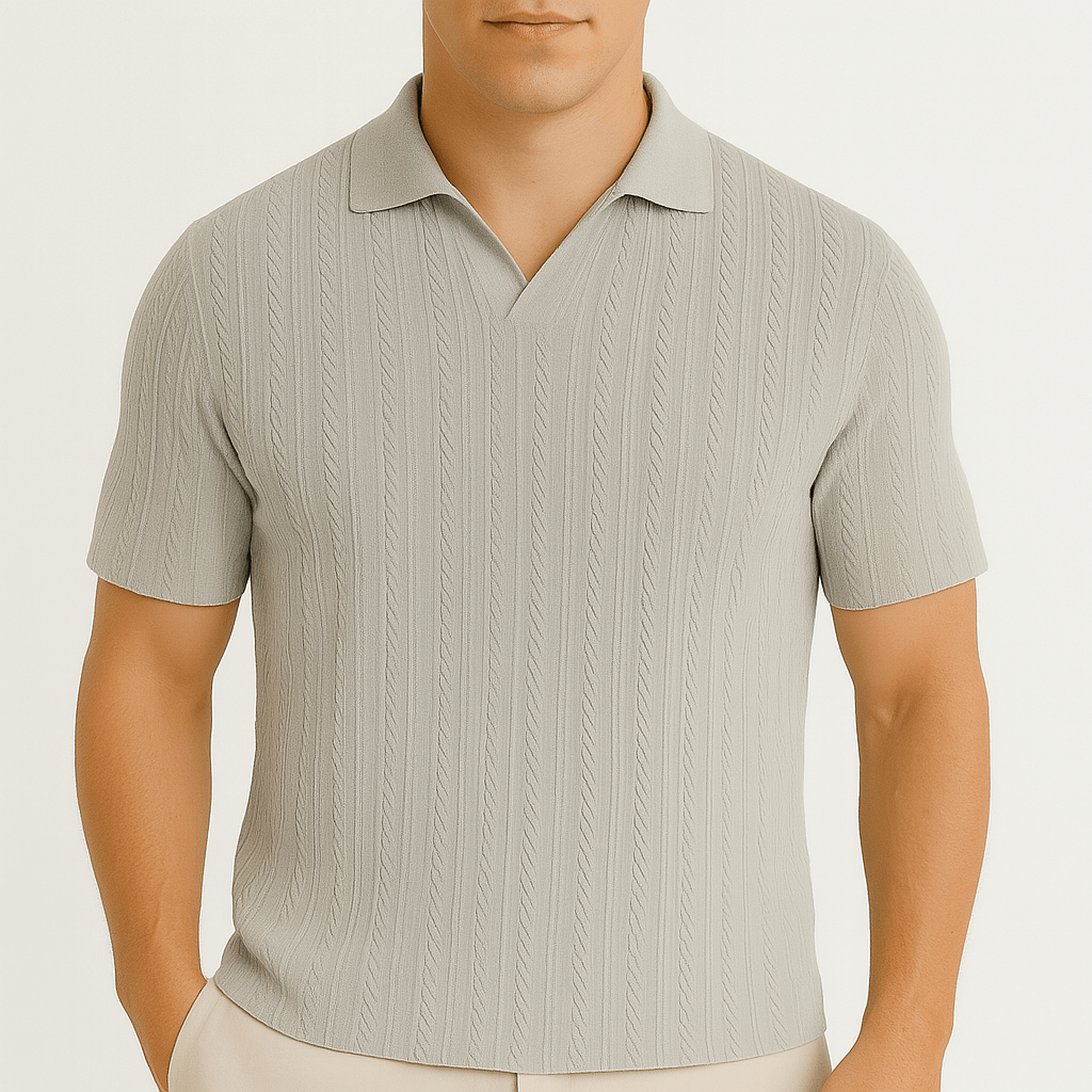 Luminovi | Solid Jacquard Polo Shirt