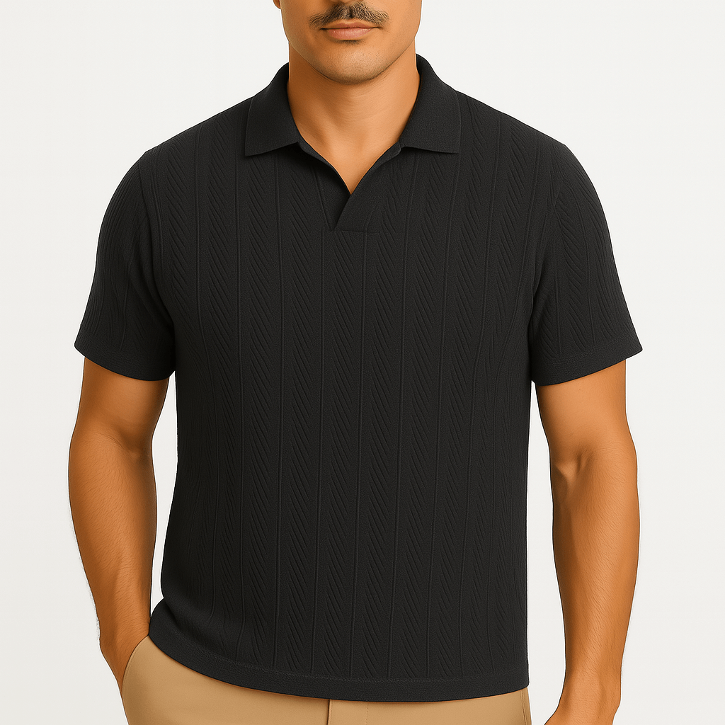 Luminovi | Solid Jacquard Polo Shirt