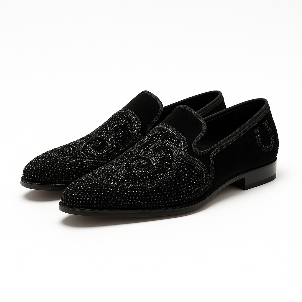 Luminovi | Spiked Heel Leather Loafers