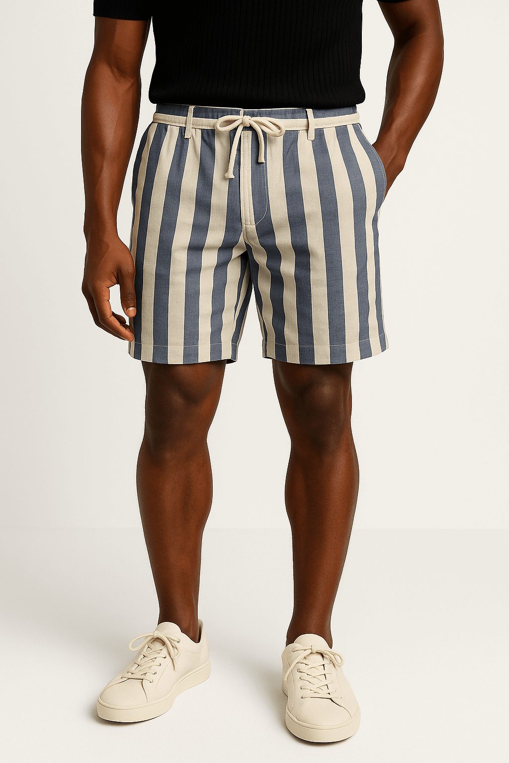 Luminovi | Striped Cotton Shorts