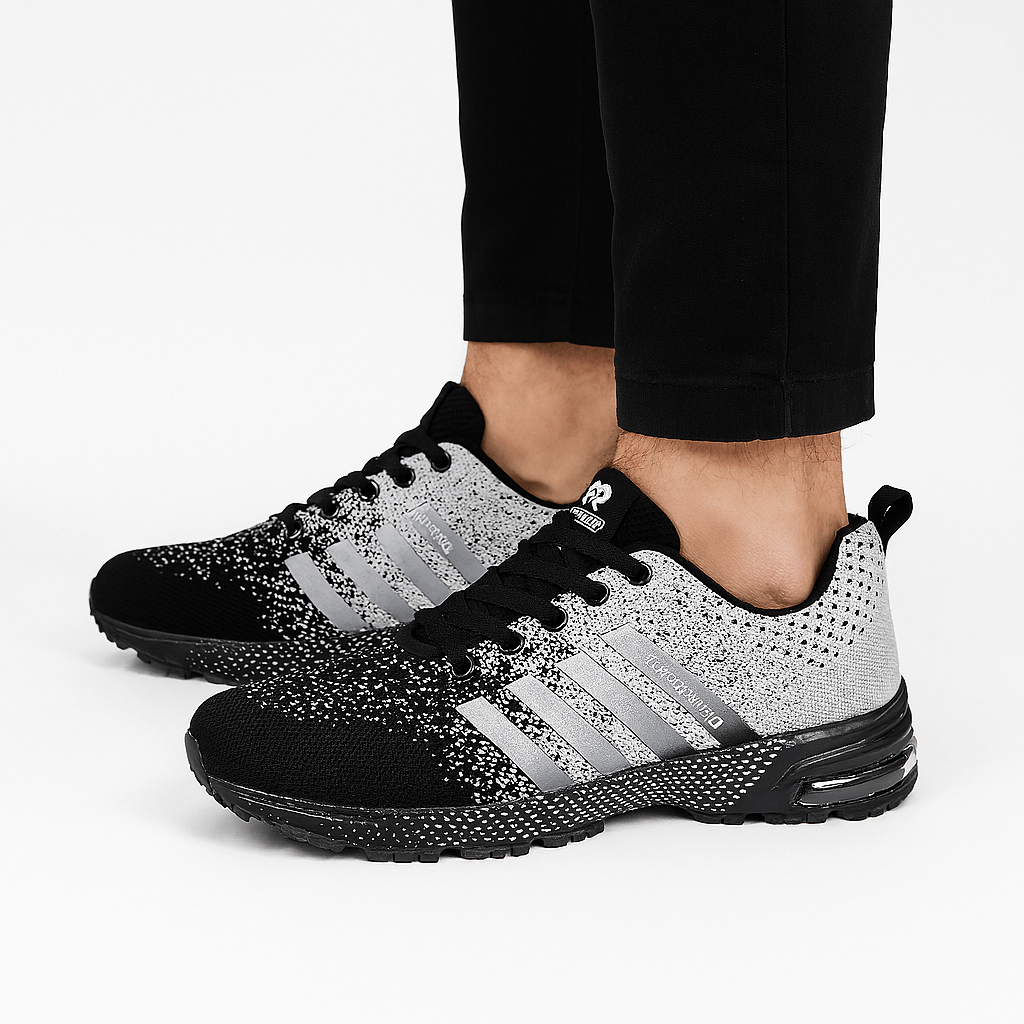 Luminovi | Striped Mesh Lace-Up Sneakers