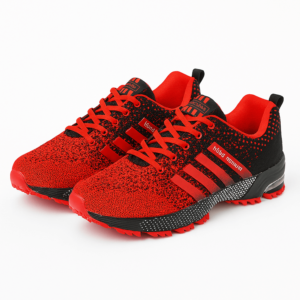 Luminovi | Striped Mesh Lace-Up Sneakers