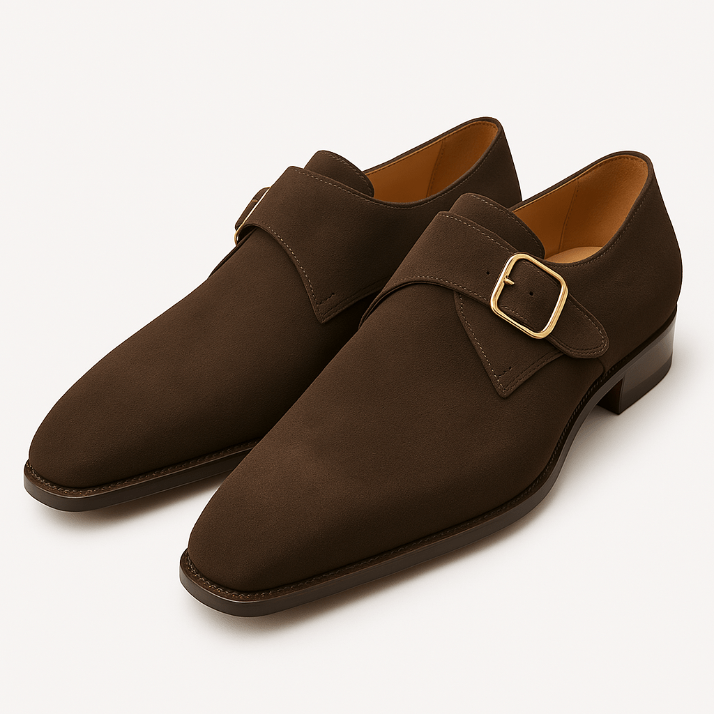 Luminovi | Suede Monk Strap Shoes