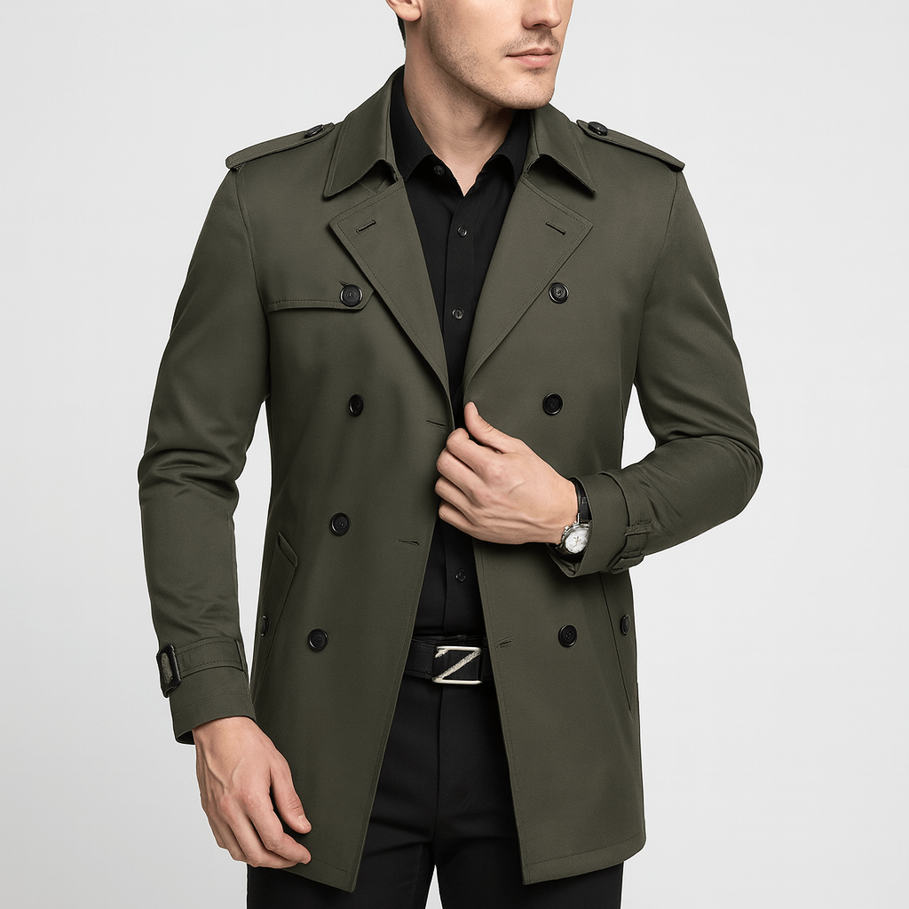 Luminovi | Tailored Double-Breasted Trench Coat-Trench Coat