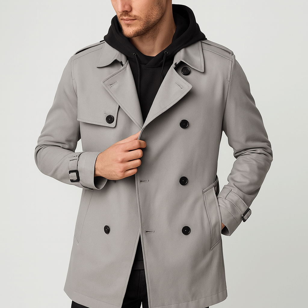 Luminovi | Tailored Double-Breasted Trench Coat-Trench Coat