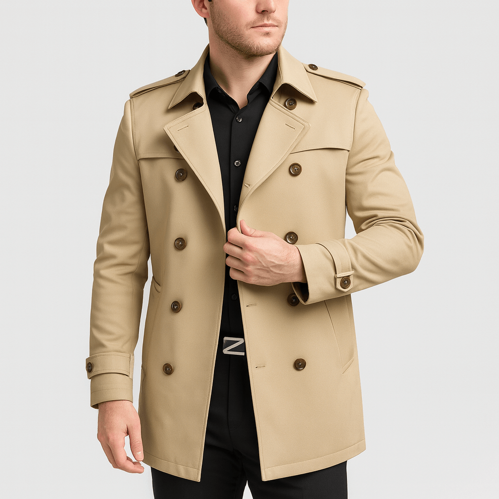 Luminovi | Tailored Double-Breasted Trench Coat-Trench Coat
