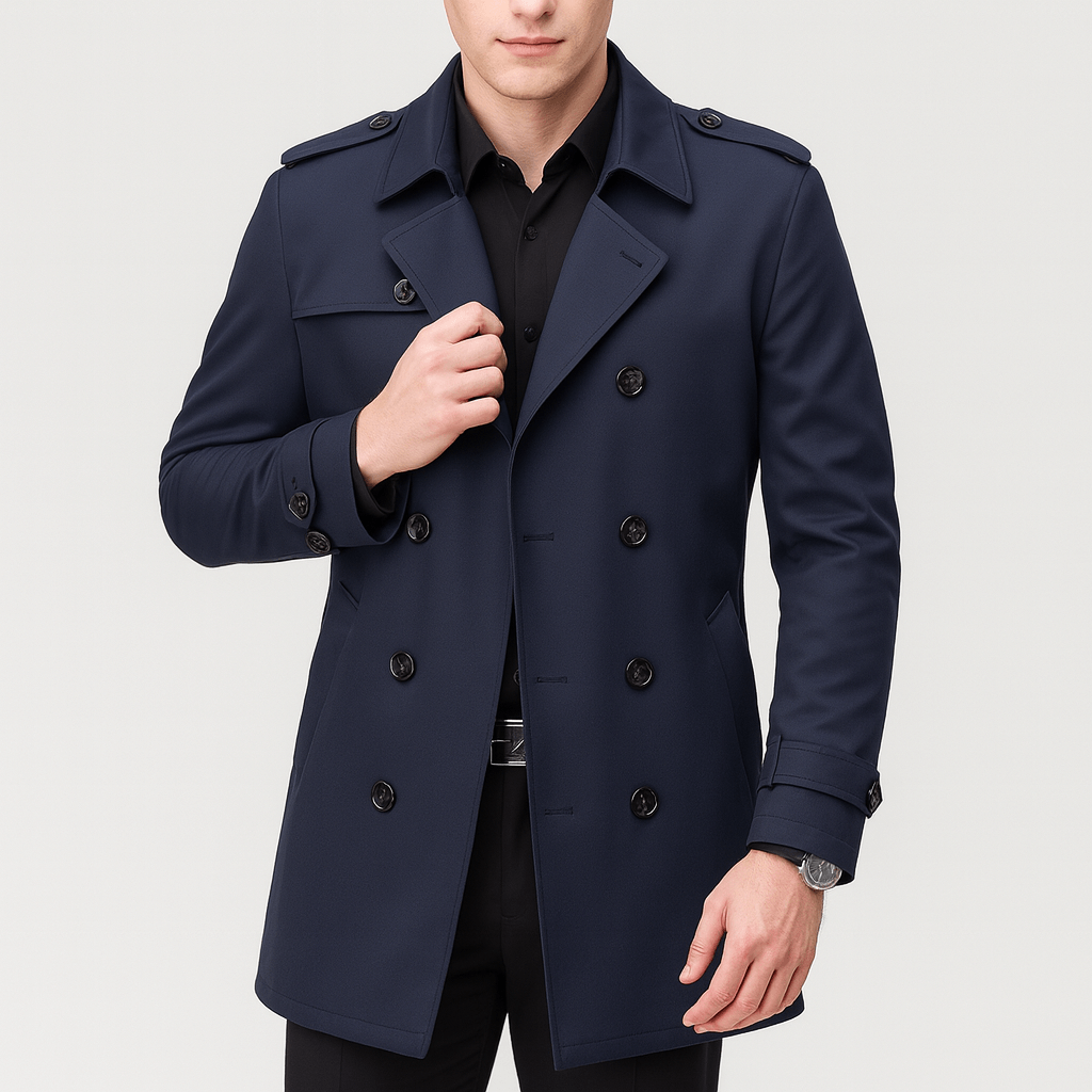 Luminovi | Tailored Double-Breasted Trench Coat-Trench Coat