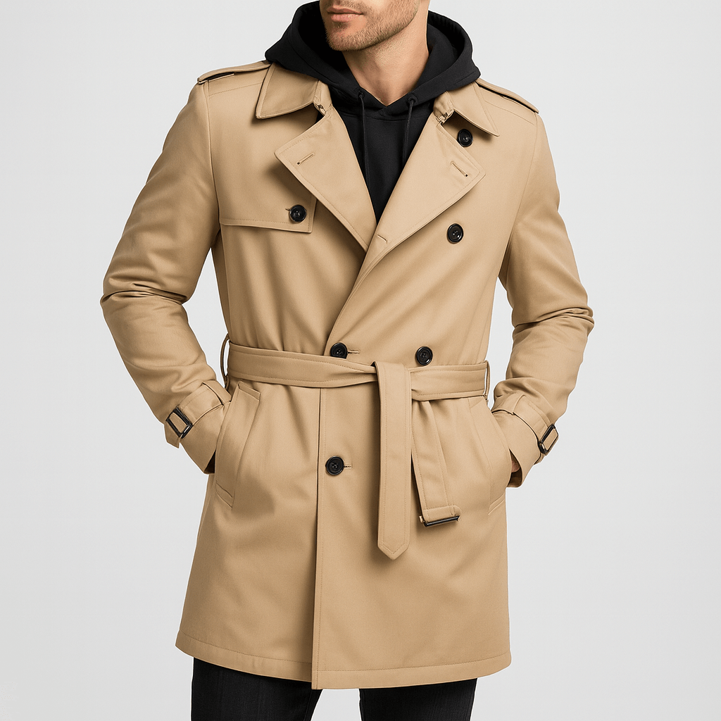 Luminovi | Tailored Double-Breasted Trench Coat-Trench Coat