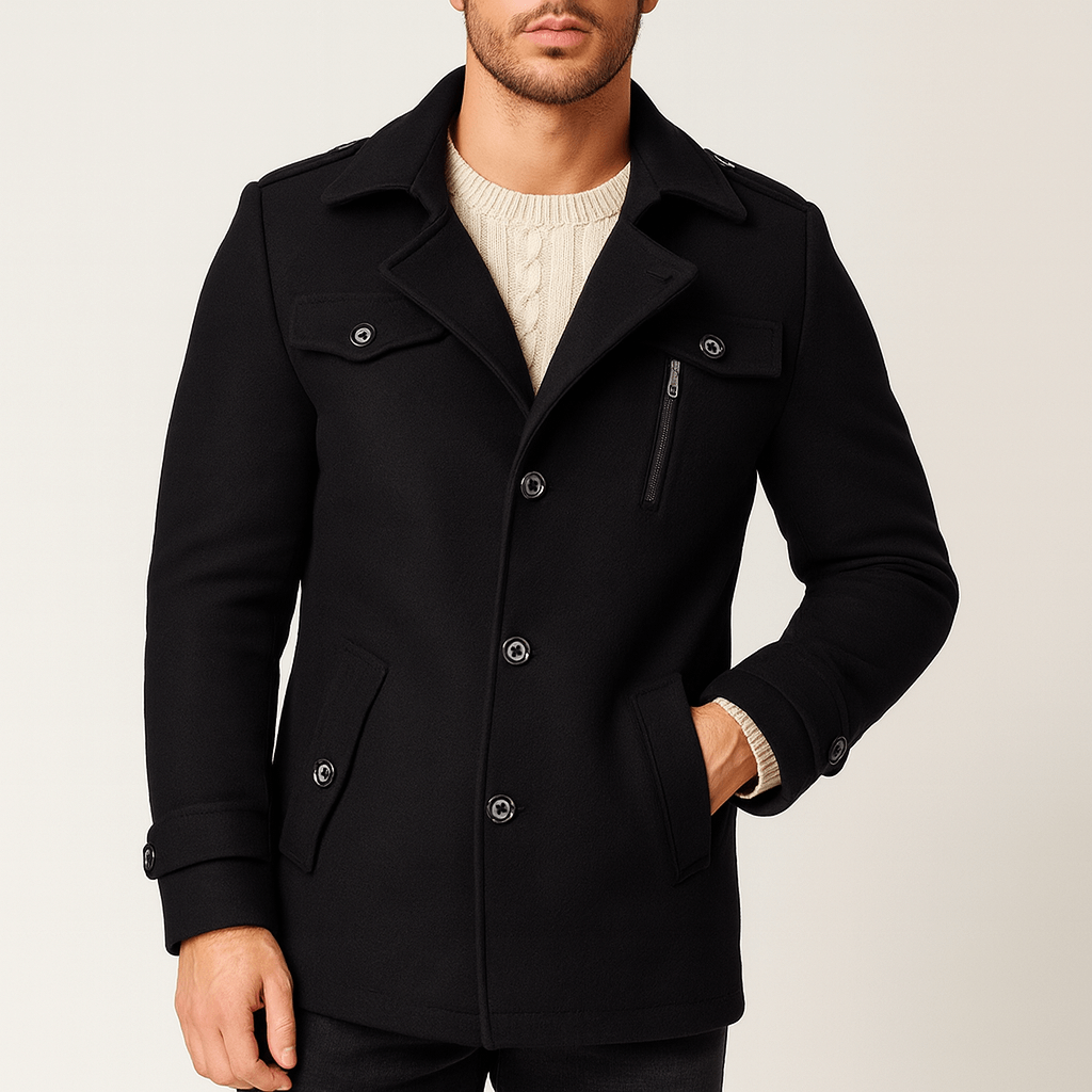 Luminovi | Tailored Wool Blend Coat-Coat
