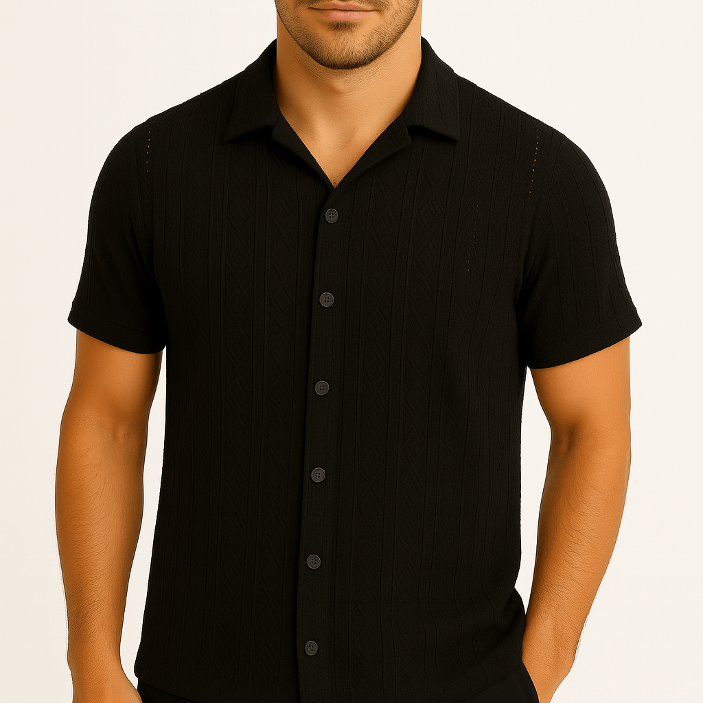 Luminovi | Textured Cuban Collar Shirt