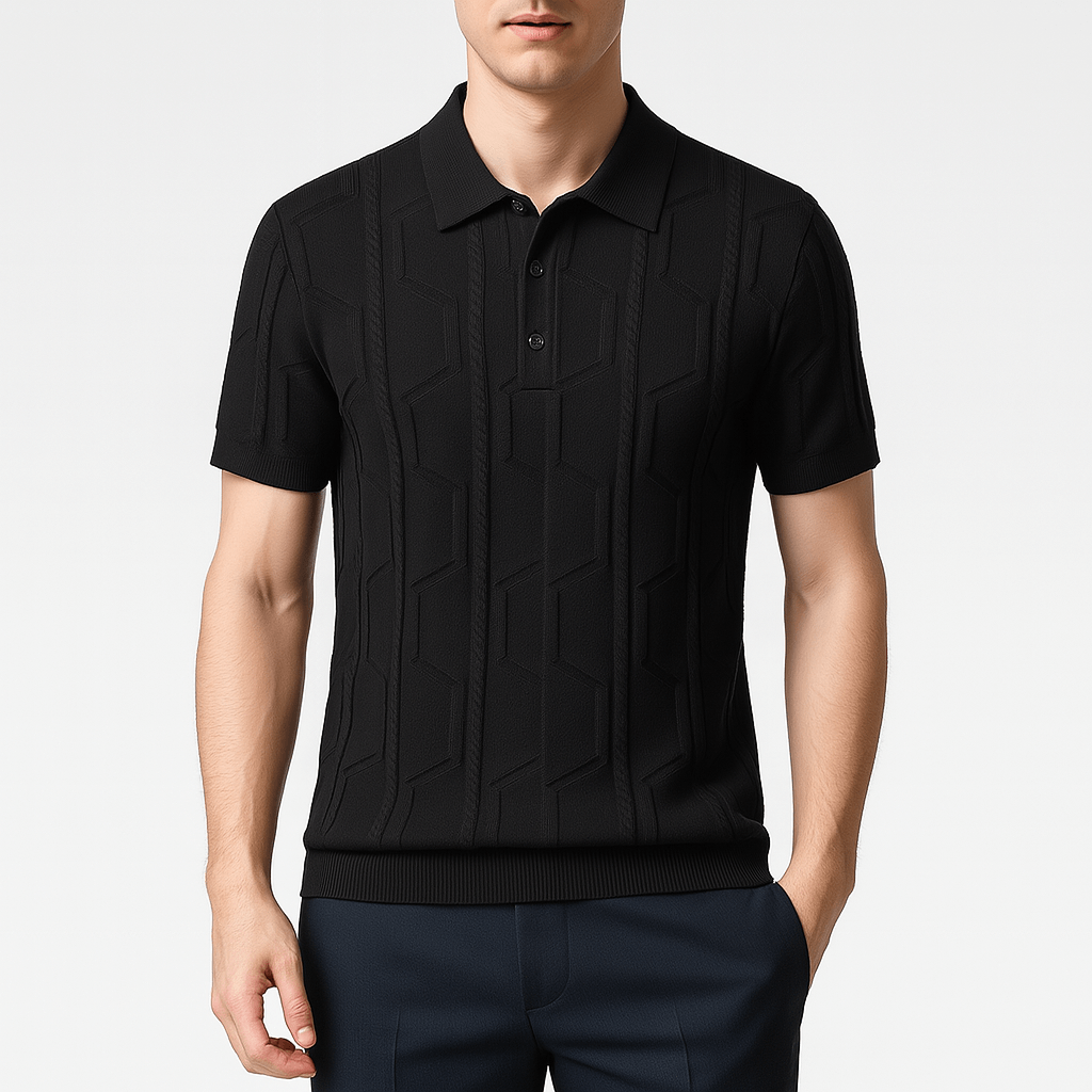 Luminovi | Textured Jacquard Polo Shirt